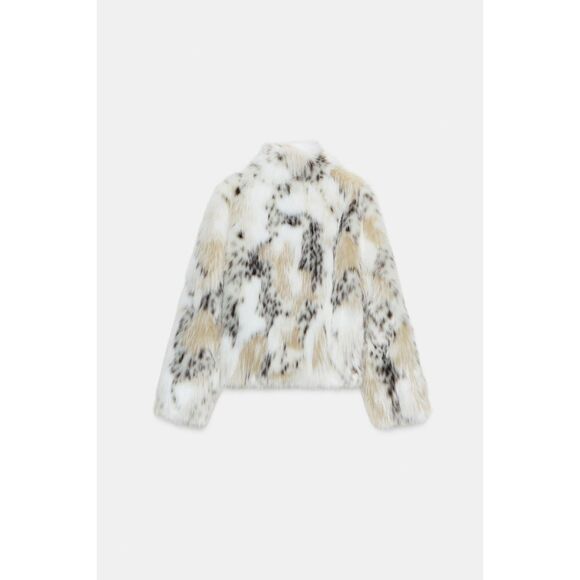 ZARA ZW Collection Faux Fur Short Coat – Size S – NWT – Black / Ecru - Picture 3 of 8